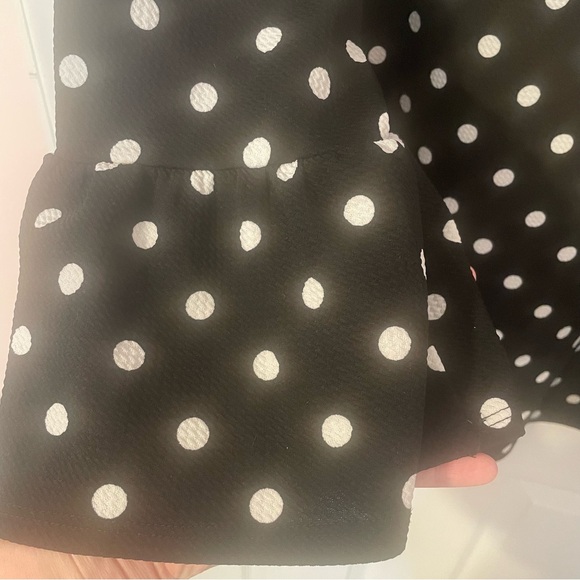 Black and White Polka Dot Women's Top with Bell Sleeve - Picture 3 of 5